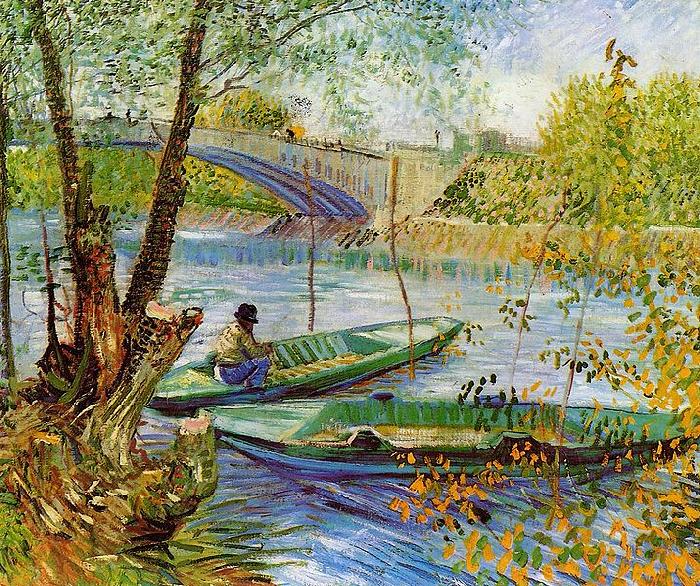 Vincent Van Gogh Fishing in the Spring oil painting image